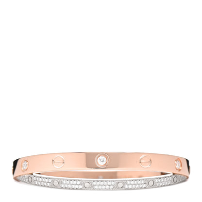 Cartier 18K Pink White Gold Diamond Double LOVE Paved Bracelet 16 1 of 4