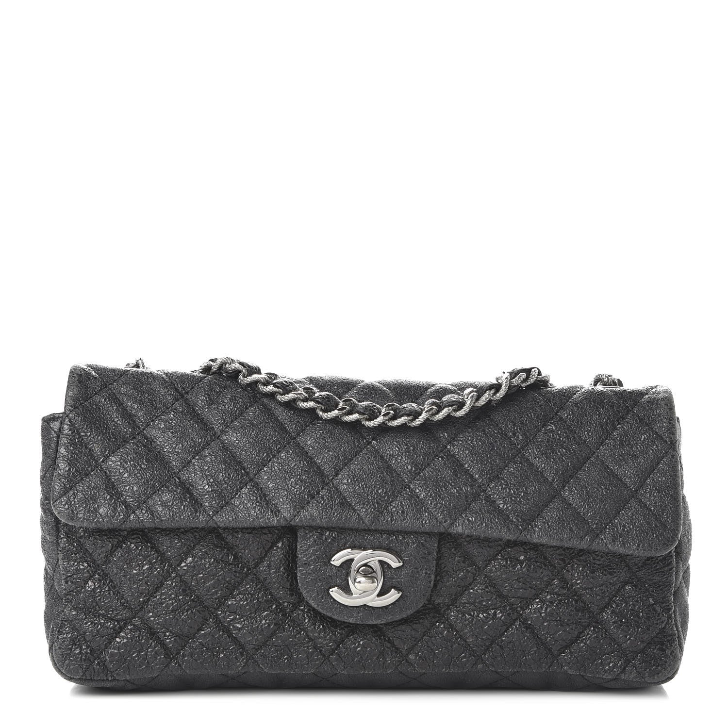 Chanel Crackled Calfskin Quilted East West Flap Black 1 of 10