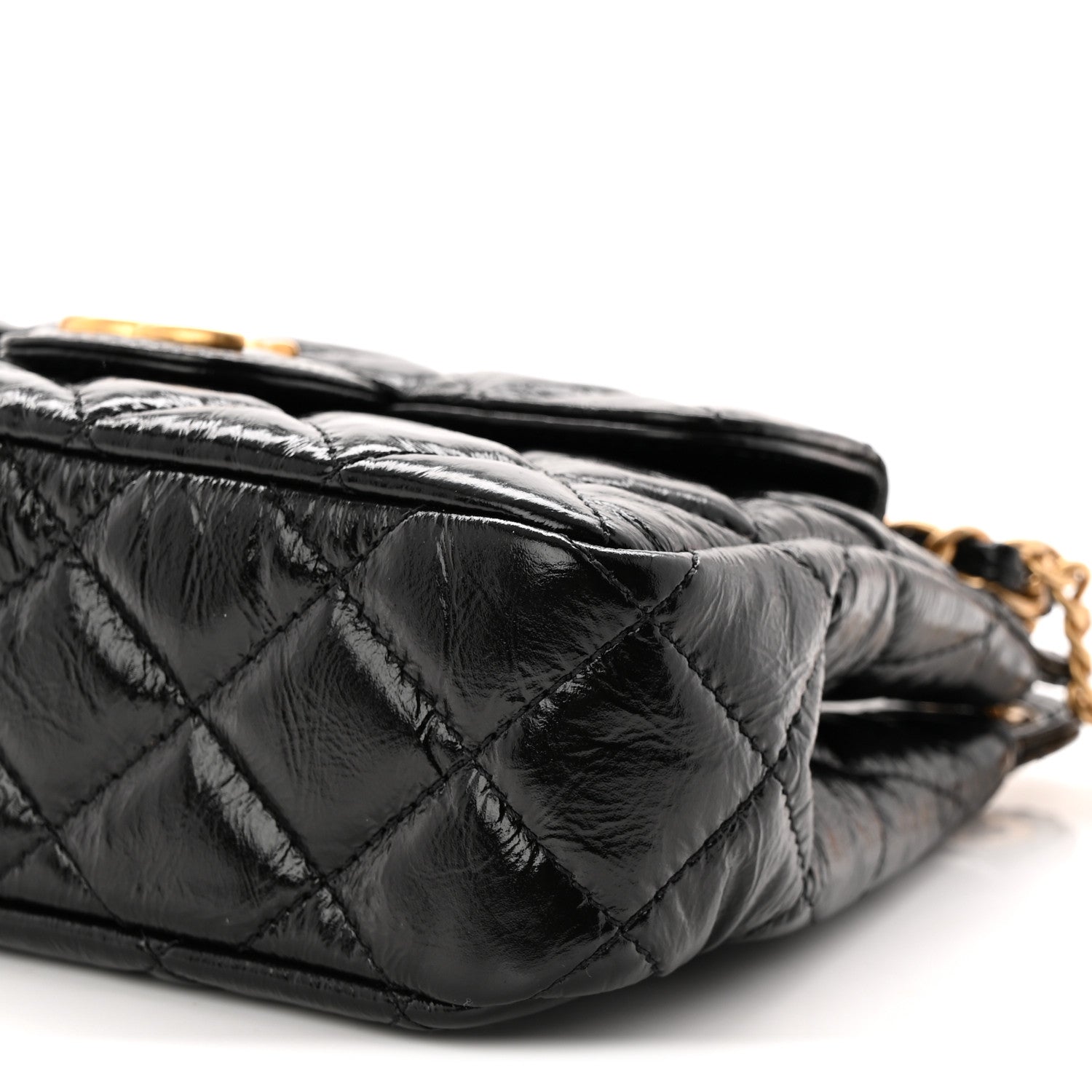 Chanel Shiny Crumpled Calfskin Quilted Small Wavy CC Hobo Black 10 of 11