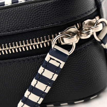 Chanel Caviar Quilted Striped Small CC Filigree Vanity Case Navy White 12 of 12