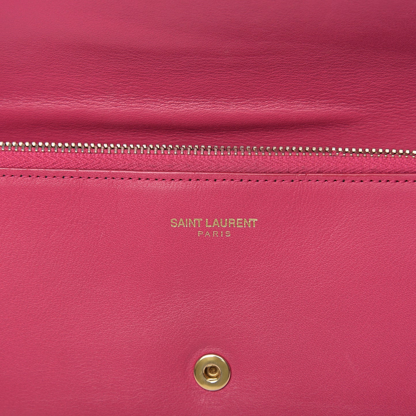 Calfskin Classic Y Ligne Clutch Fuchsia