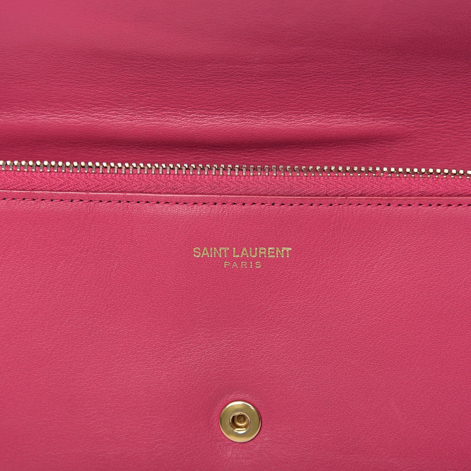 Saint Laurent Calfskin Classic Y Ligne Clutch Fuchsia 5 of 12