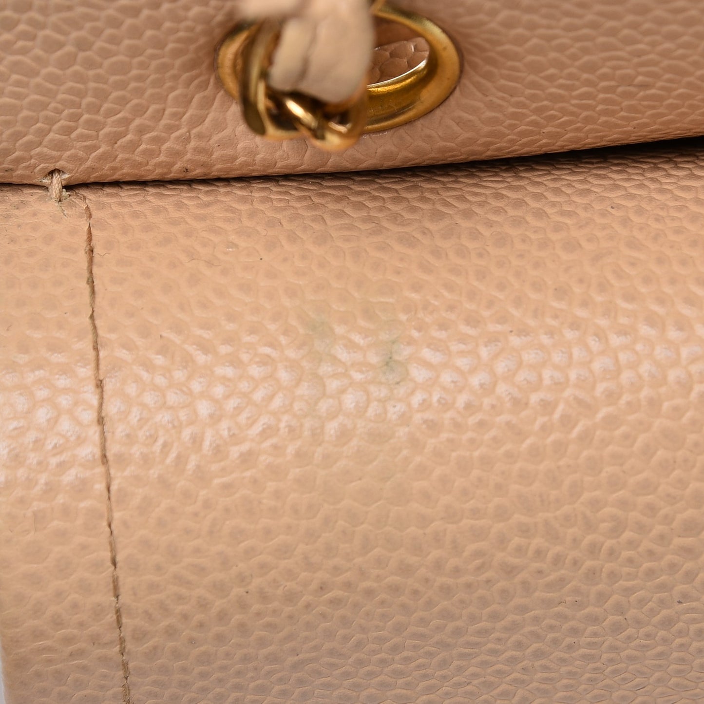Caviar Quilted Small Double Flap Beige