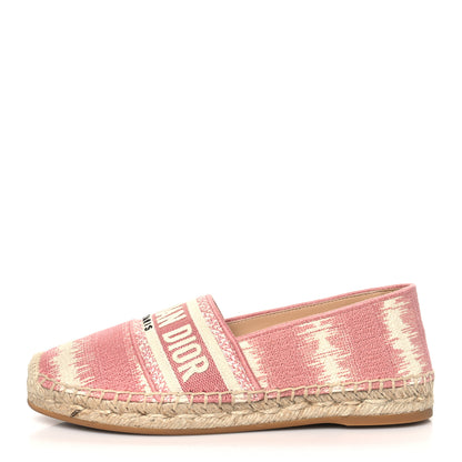 Christian Dior Cotton D-Stripes Embroidered Granville 15mm Espadrilles 35.5 Deep Nude 1 of 9