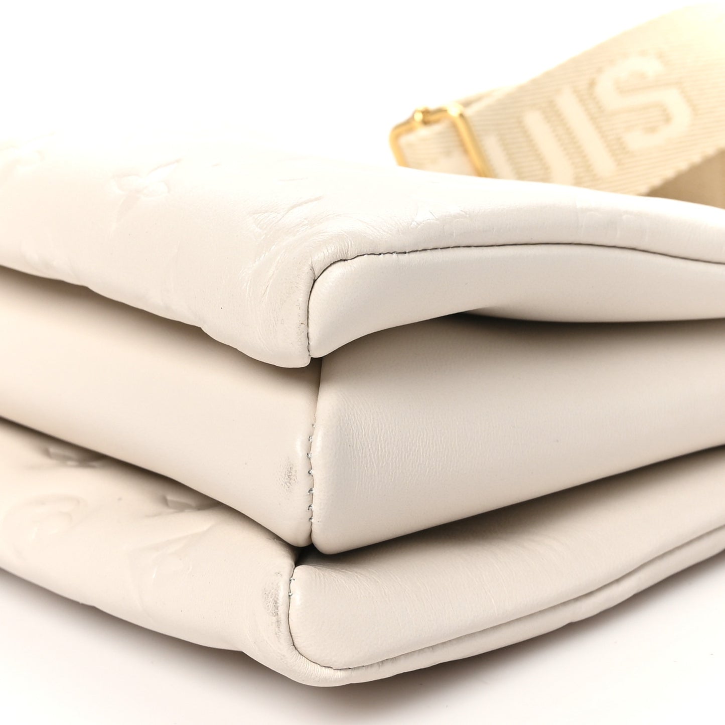 Lambskin Embossed Monogram Coussin PM Beige Cream