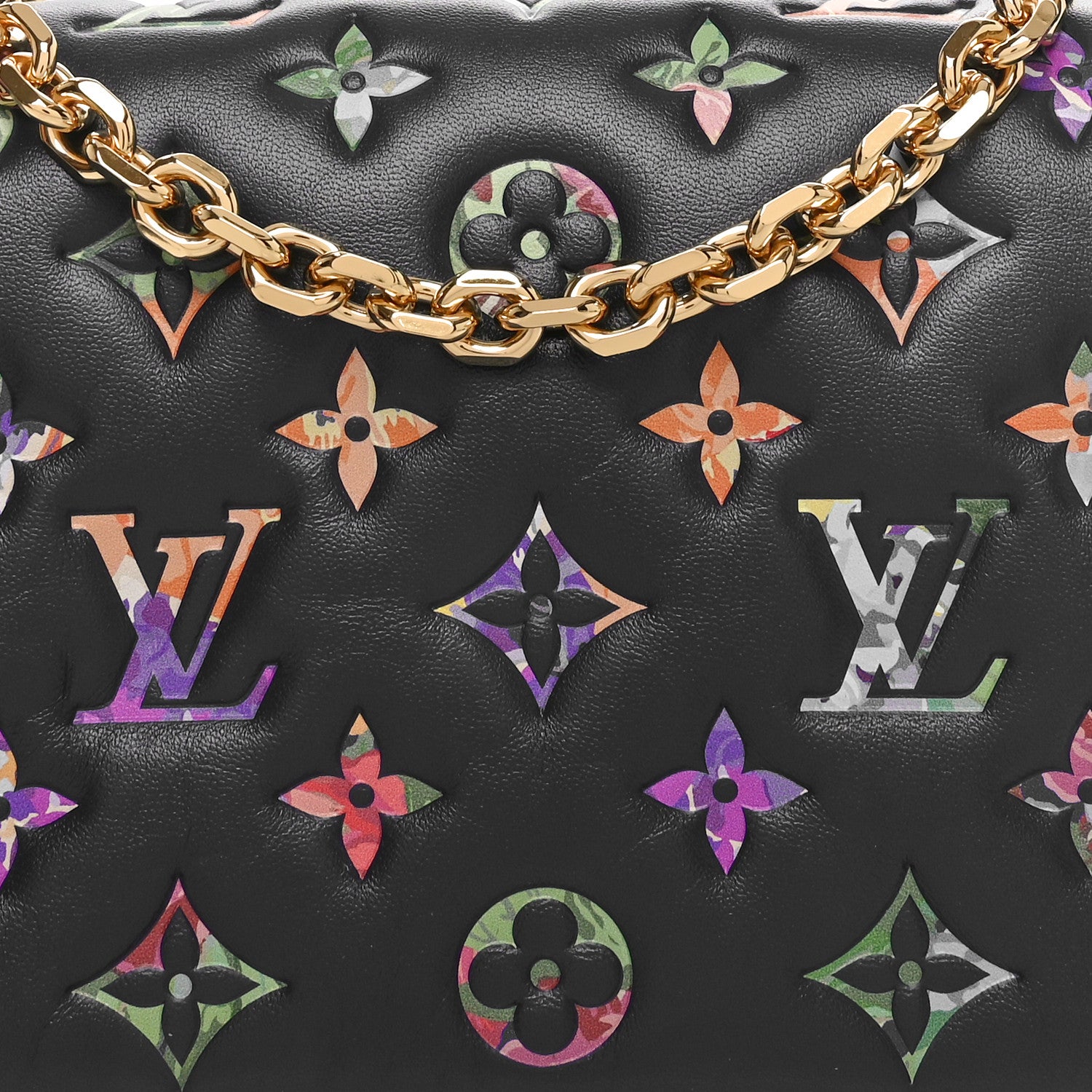 Louis Vuitton Lambskin Embossed Monogram LV Garden Pochette Coussin Navy 7 of 9