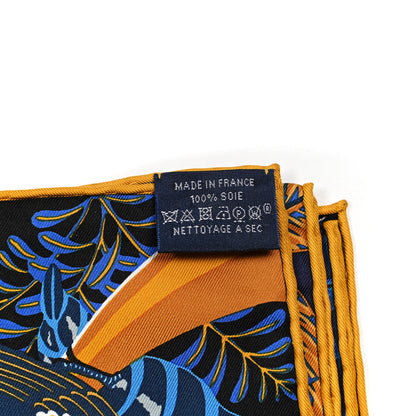 Hermes Silk Wild Singapore Scarf 90 Bleu Roy Gold Marine 3 of 6