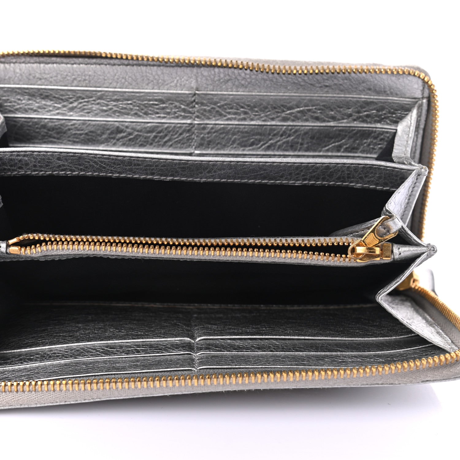 Balenciaga Agneau Giant 12 Gold Hardware Money Wallet Gris Aluminum 4 of 7