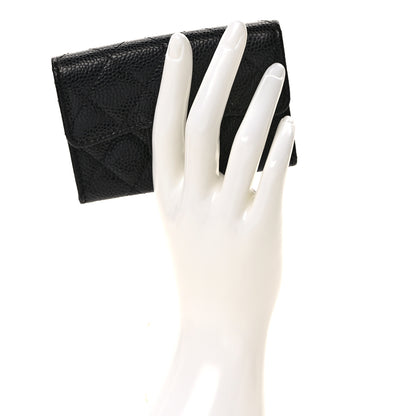 Chanel Caviar Quilted Flap Card Holder Wallet Black 2 of 8