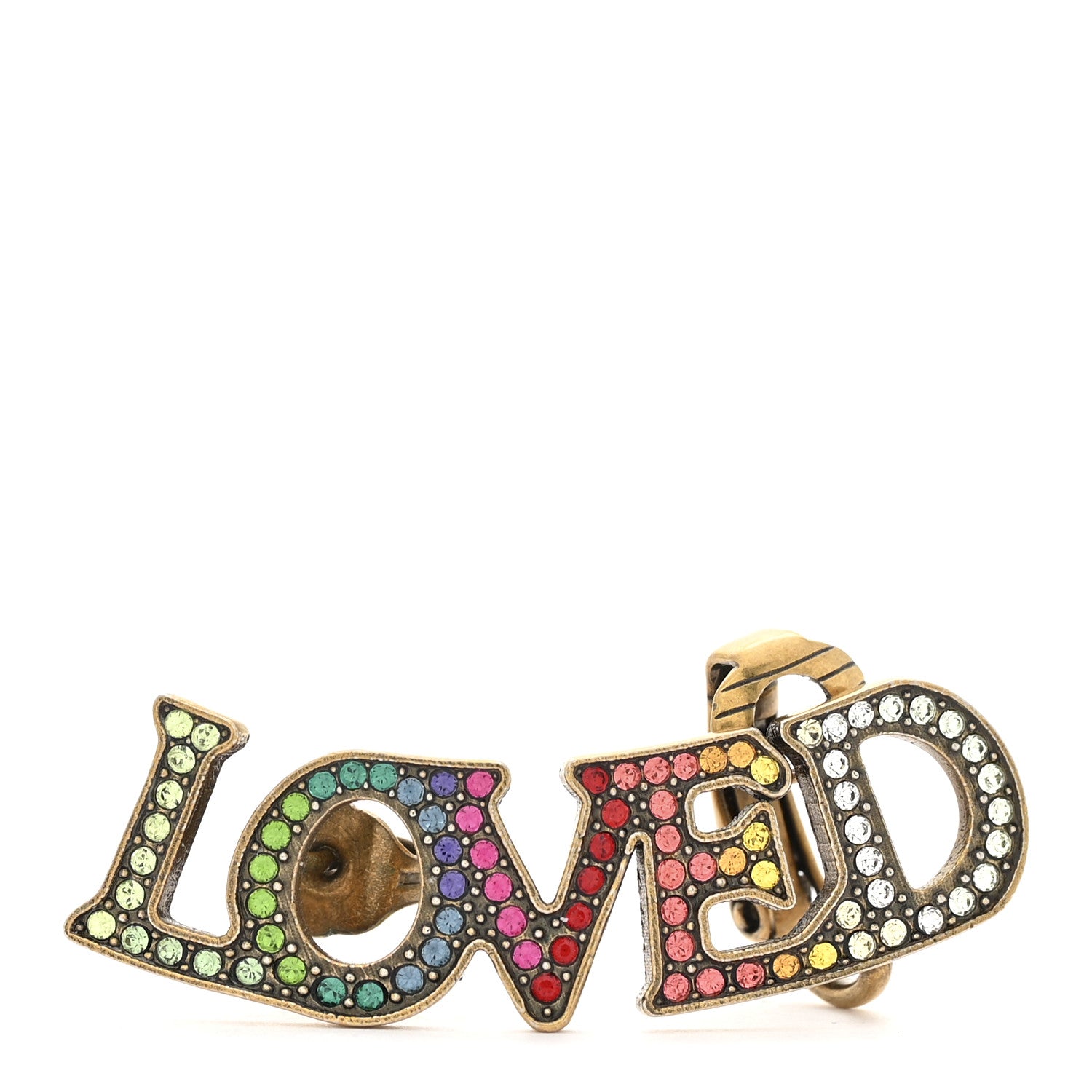Gucci Gold Crystal Loved Ear Cuff Earring Multicolor 1 of 4