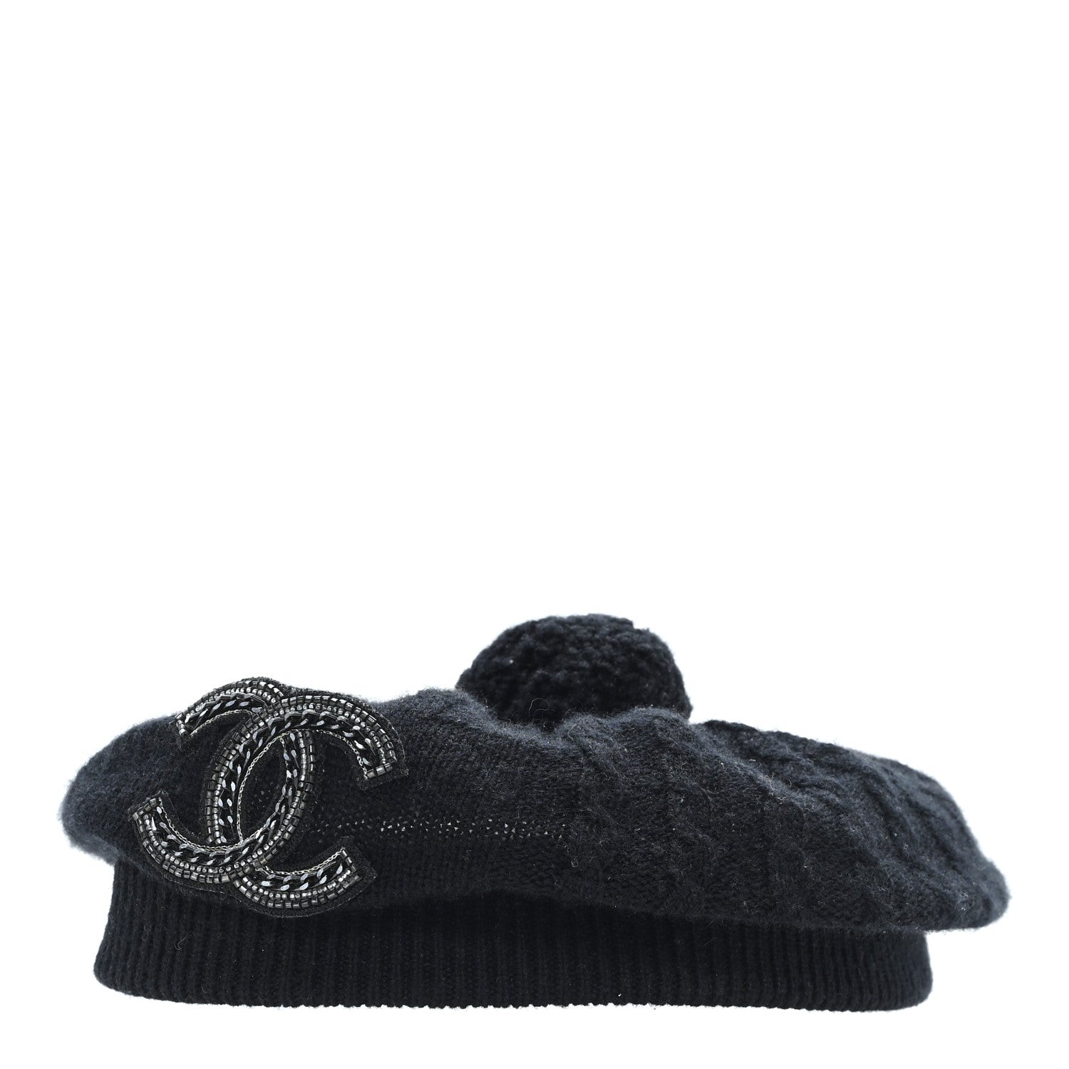 Chanel Cashmere CC Beret Black 1 of 9
