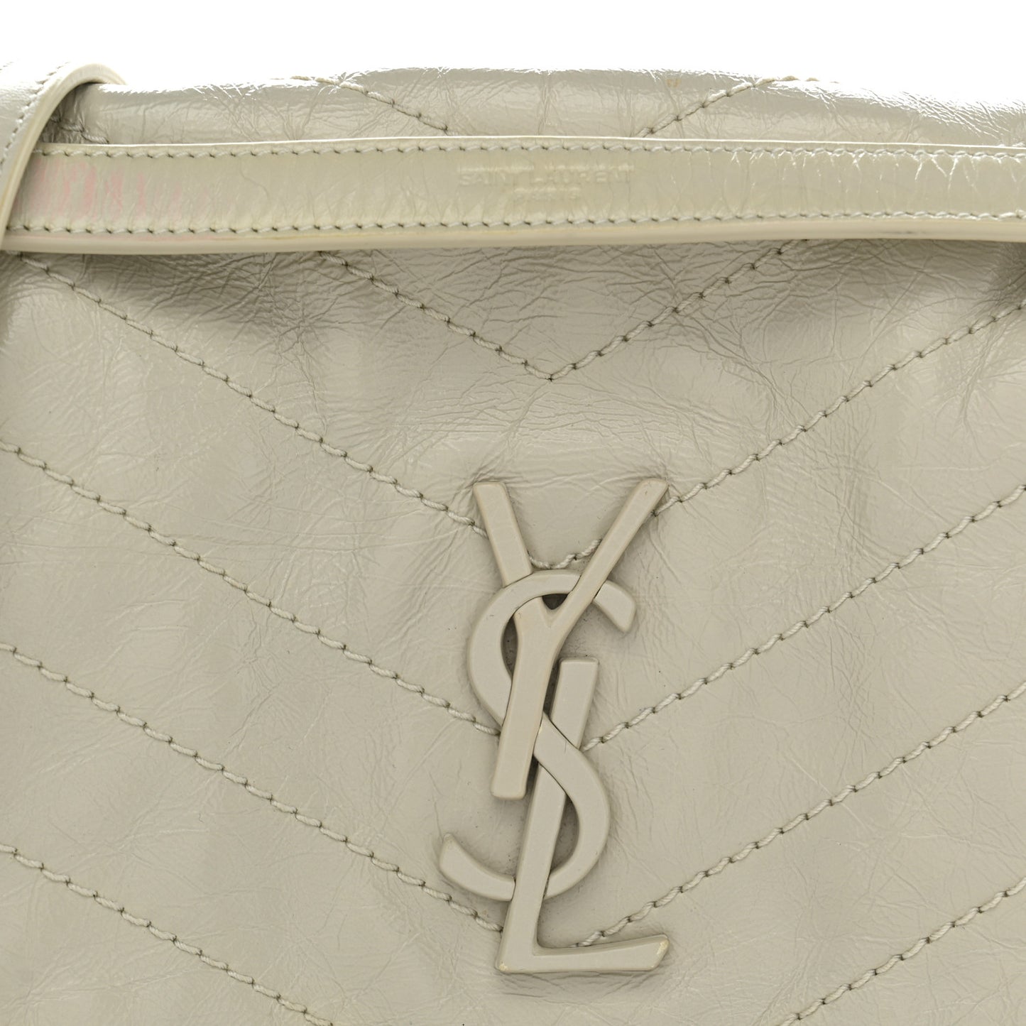 Crinkled Calfskin Matelasse Monogram Medium Niki Chain Satchel Blanc Vintage