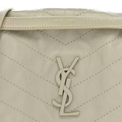 Saint Laurent Crinkled Calfskin Matelasse Monogram Medium Niki Chain Satchel Blanc Vintage 8 of 13