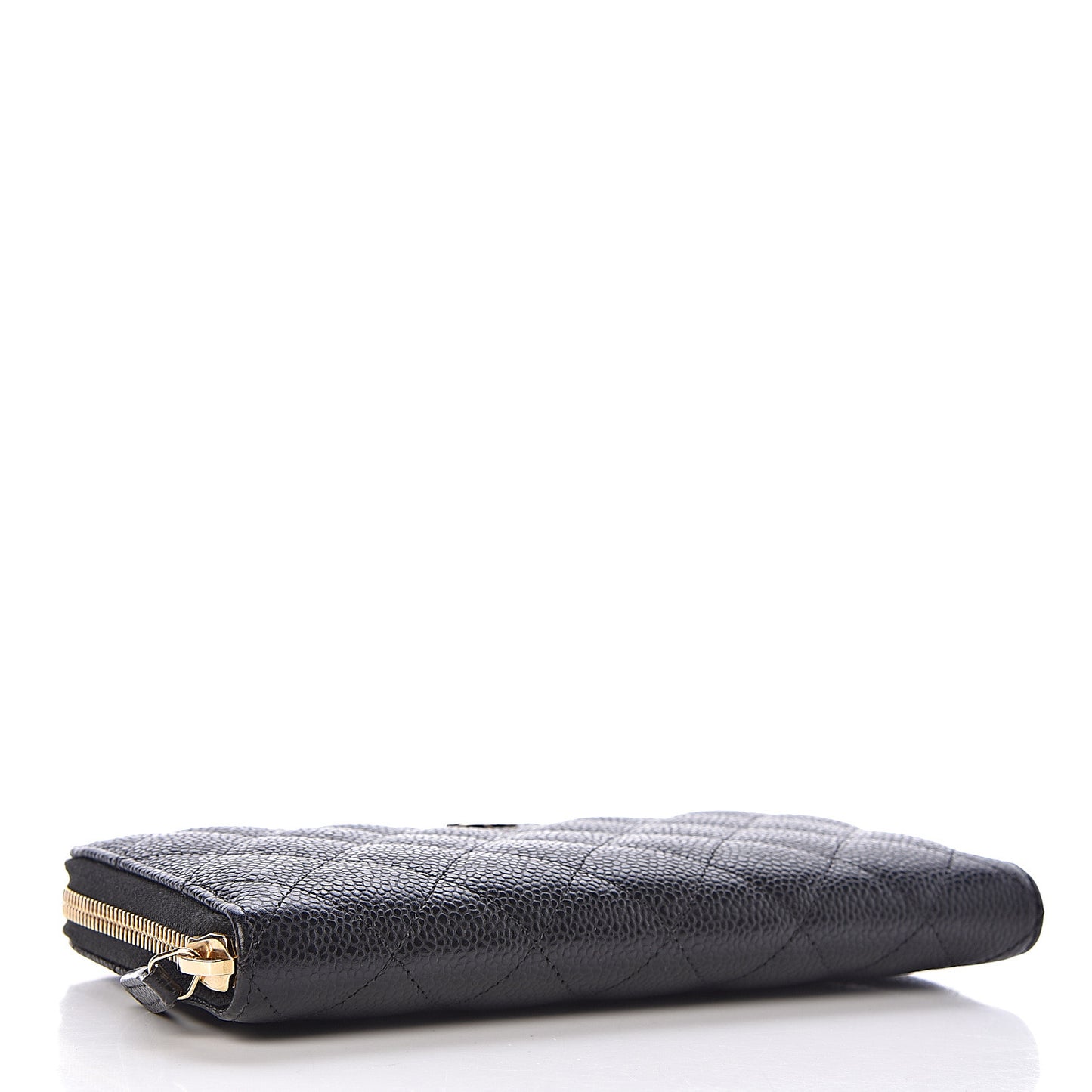 Caviar Quilted Large Gusset Zip Around Wallet Black