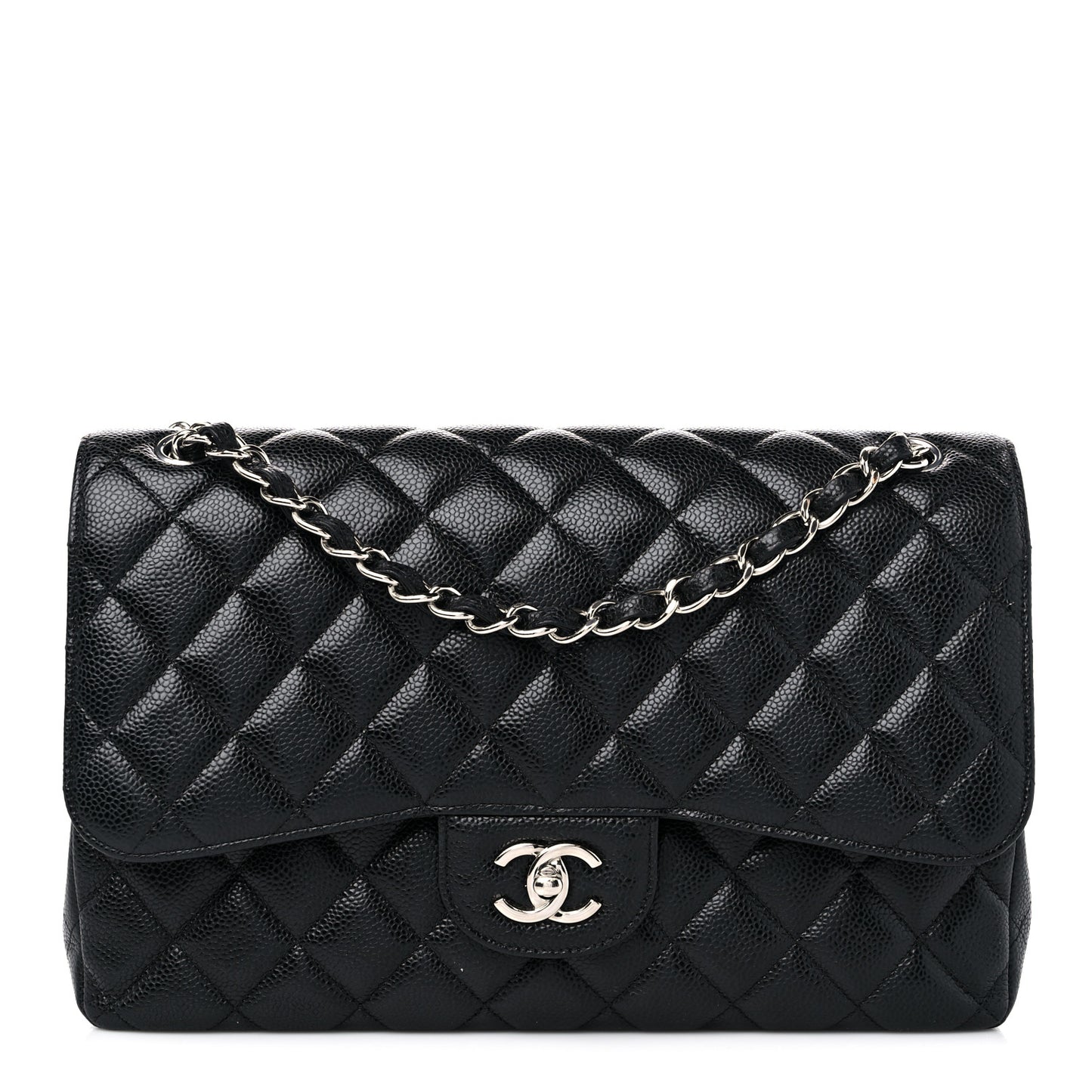 Caviar Quilted Jumbo Double Flap Black