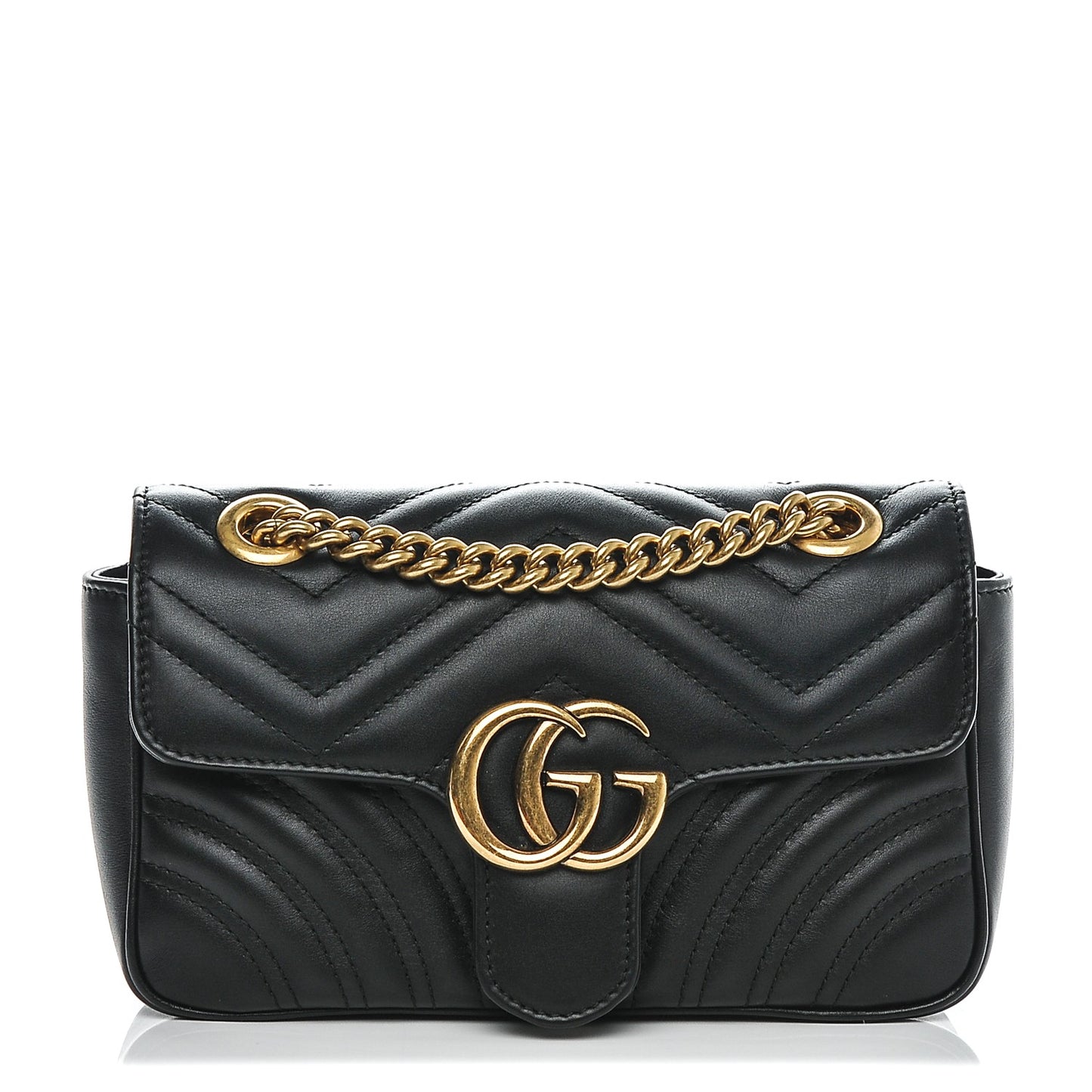 Calfskin Matelasse Mini GG Marmont Shoulder Bag Black