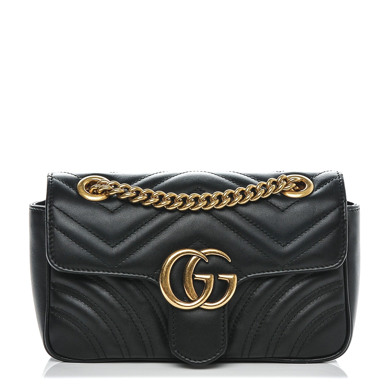 Gucci Calfskin Matelasse Mini GG Marmont Shoulder Bag Black 1 of 6