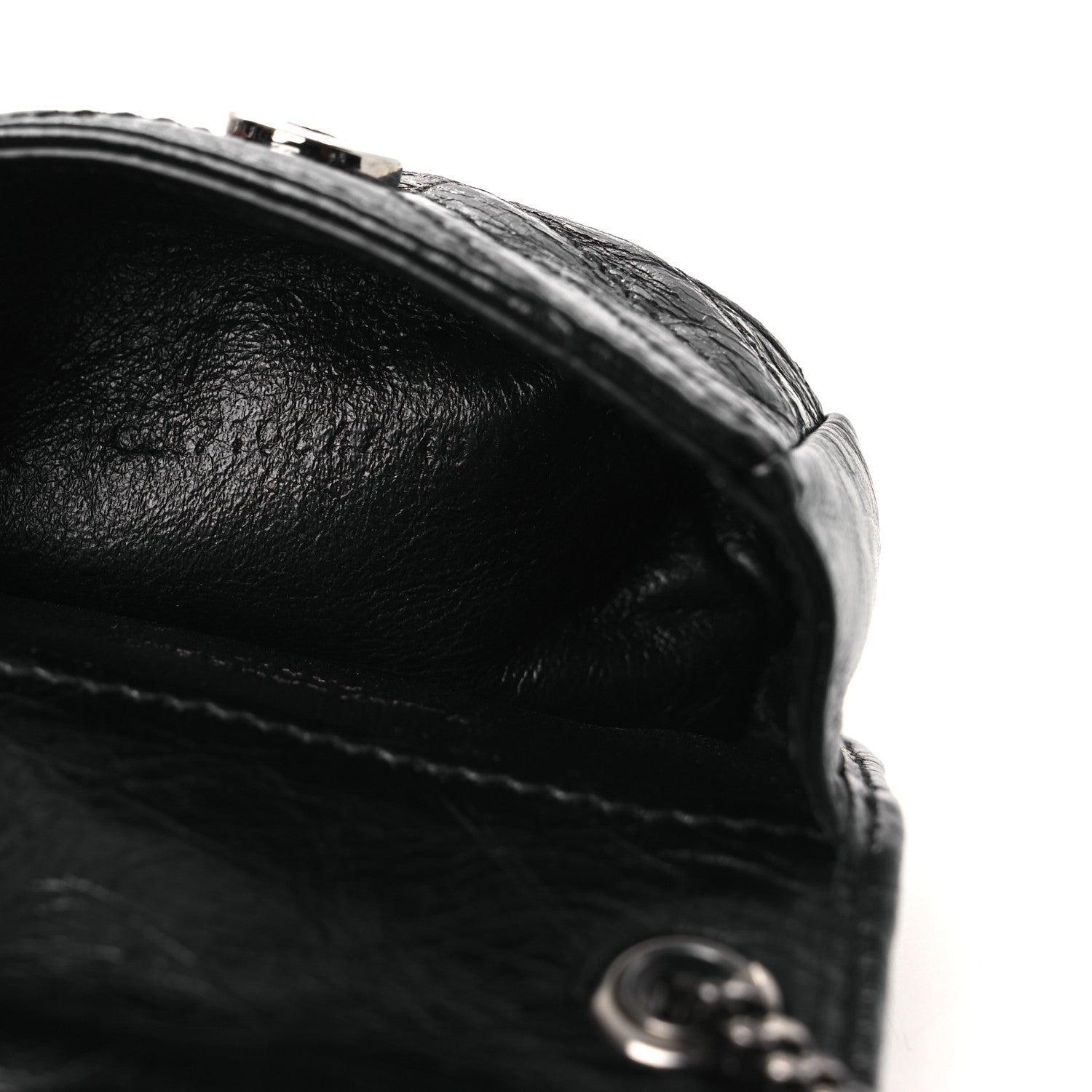 Saint Laurent Crinkled Calfskin Matelasse Monogram Niki Airpods Holder Micro Bag Black 7 of 11
