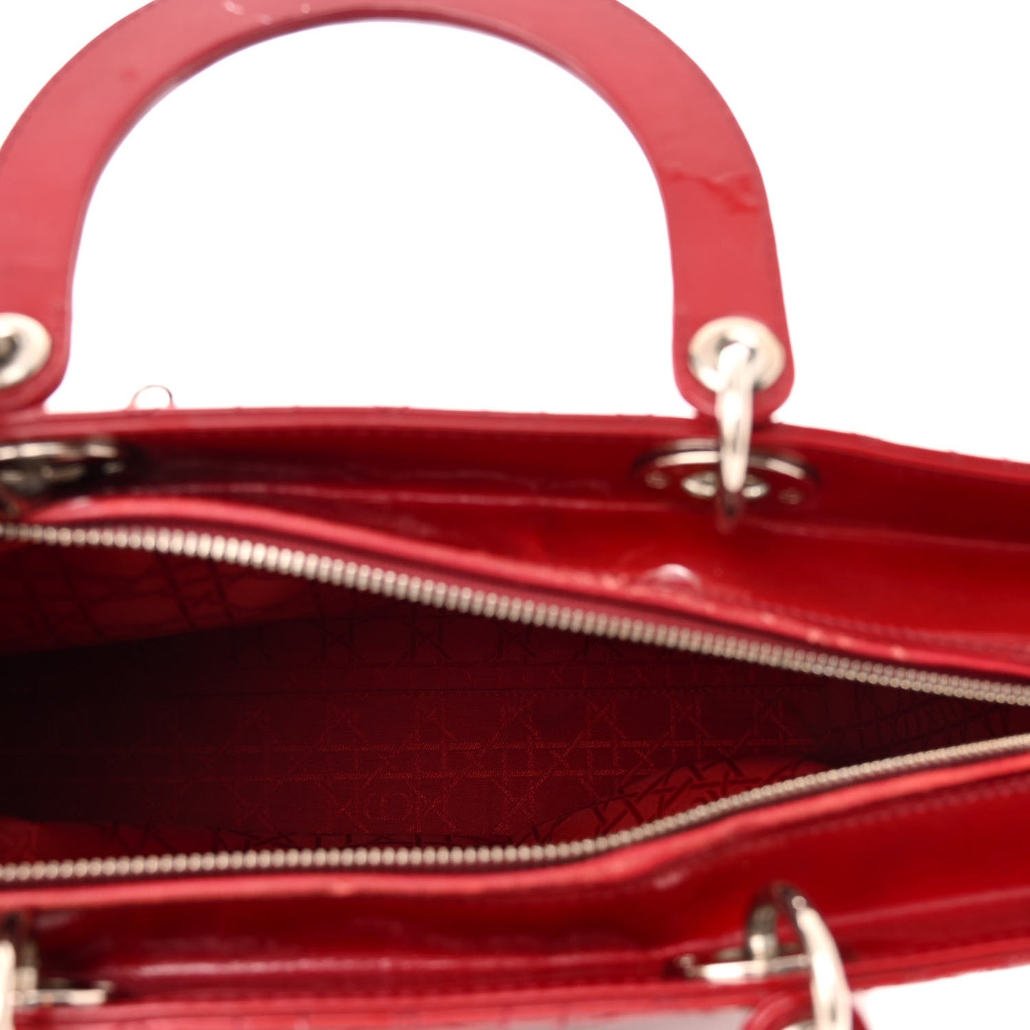 Patent Cannage Large Lady Dior Red