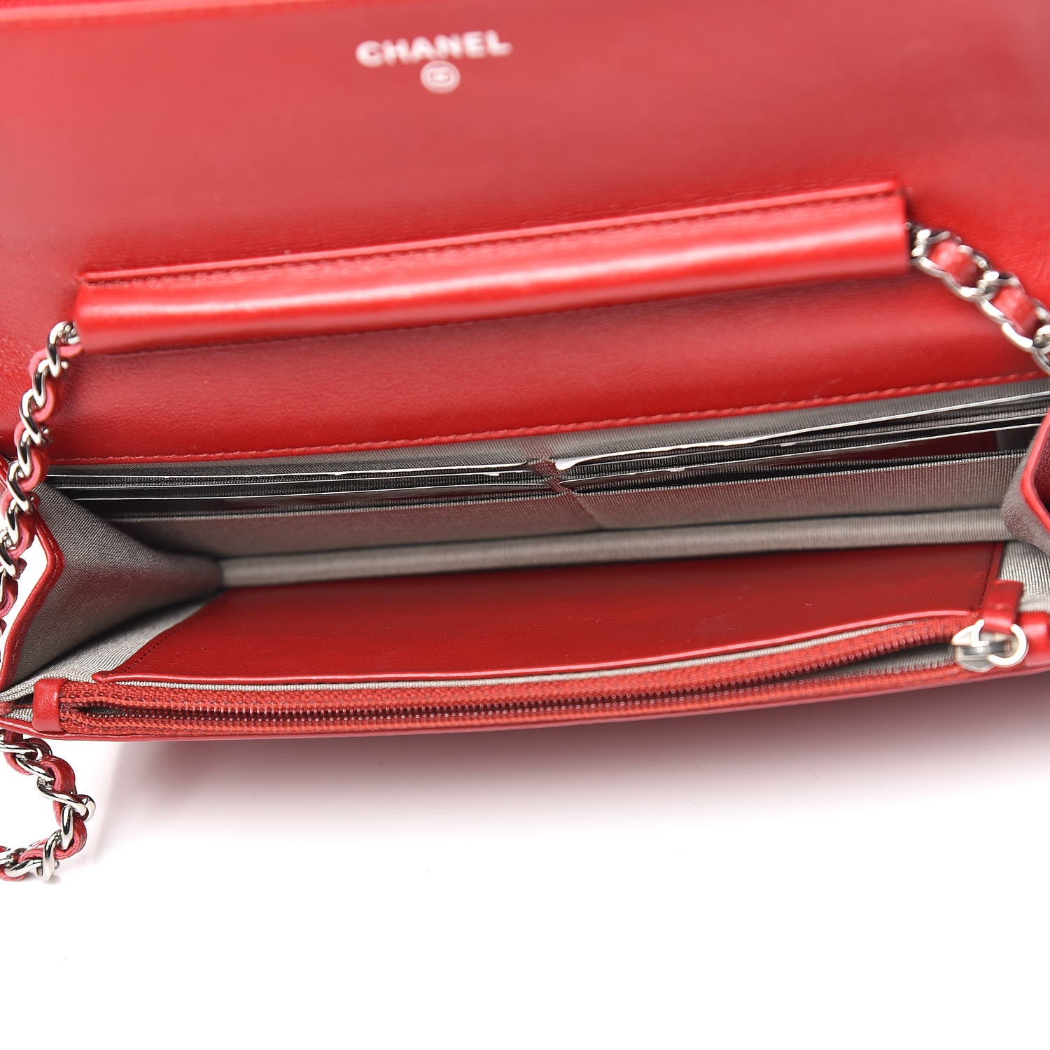 Chanel Caviar Timeless CC Wallet On Chain WOC Red 5 of 14