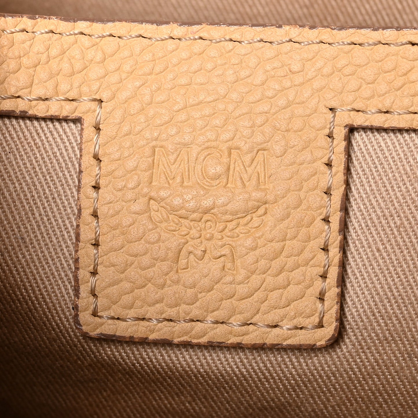 Calfskin Visetos Small Backpack Beige