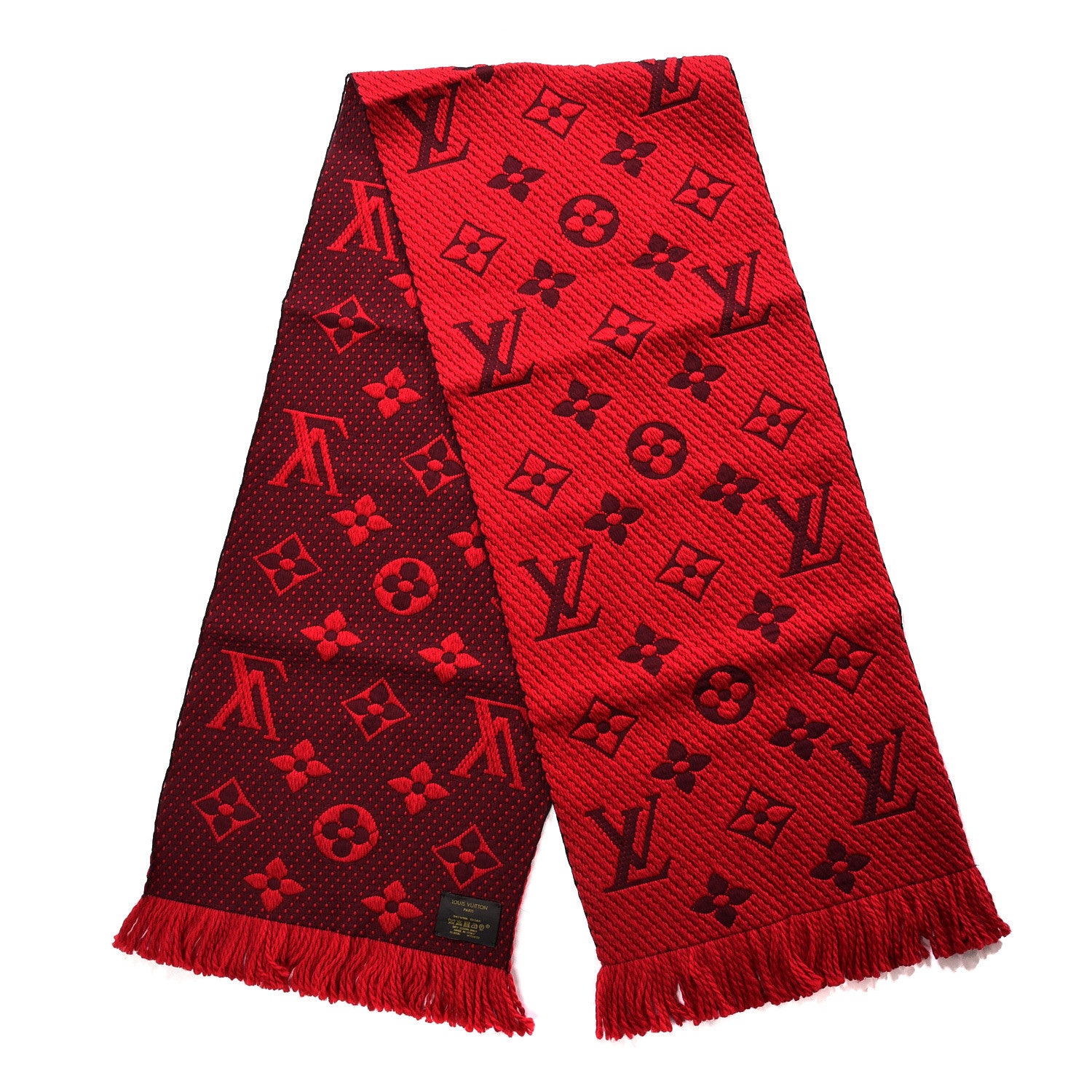 Louis Vuitton Wool Silk Logomania Scarf Rubis 2 of 4