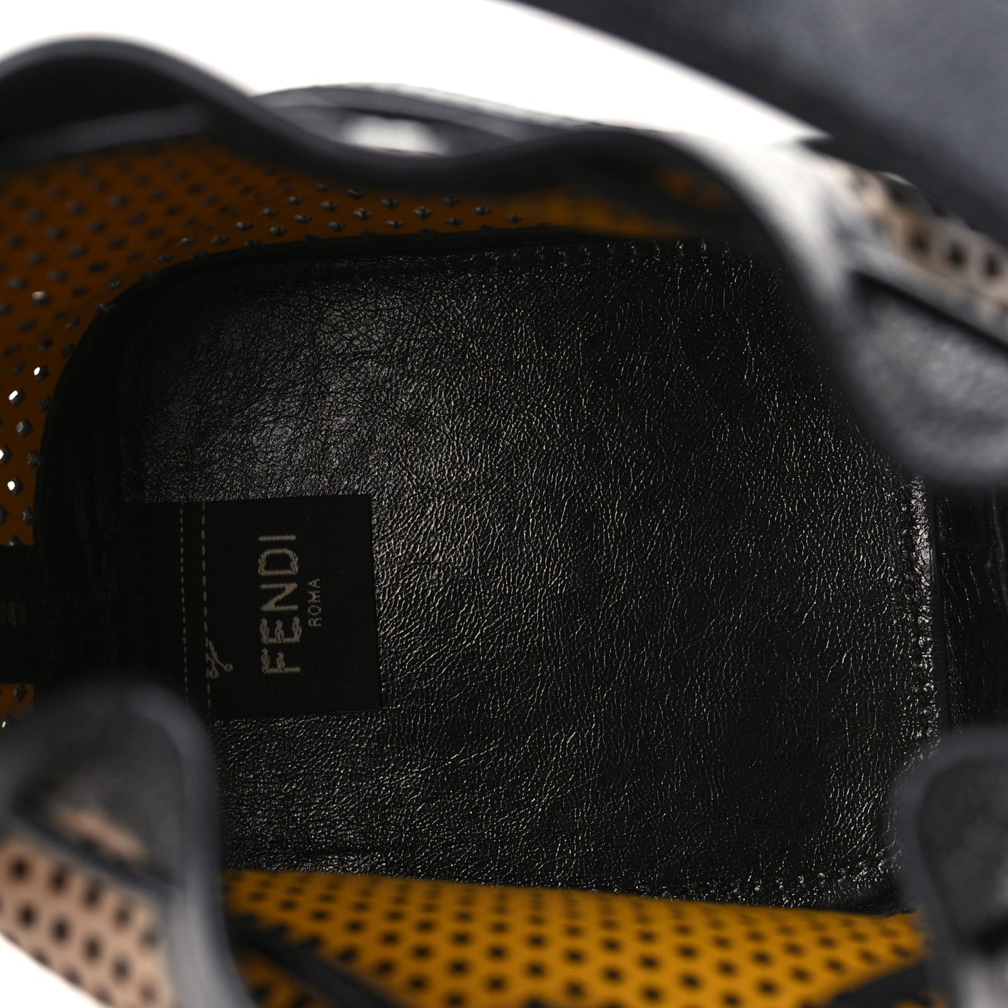 Vitello Liberty Glossy Lambskin F is Fendi Perforated Mini Mon Tresor Bucket Bag Sand Mimosa Black