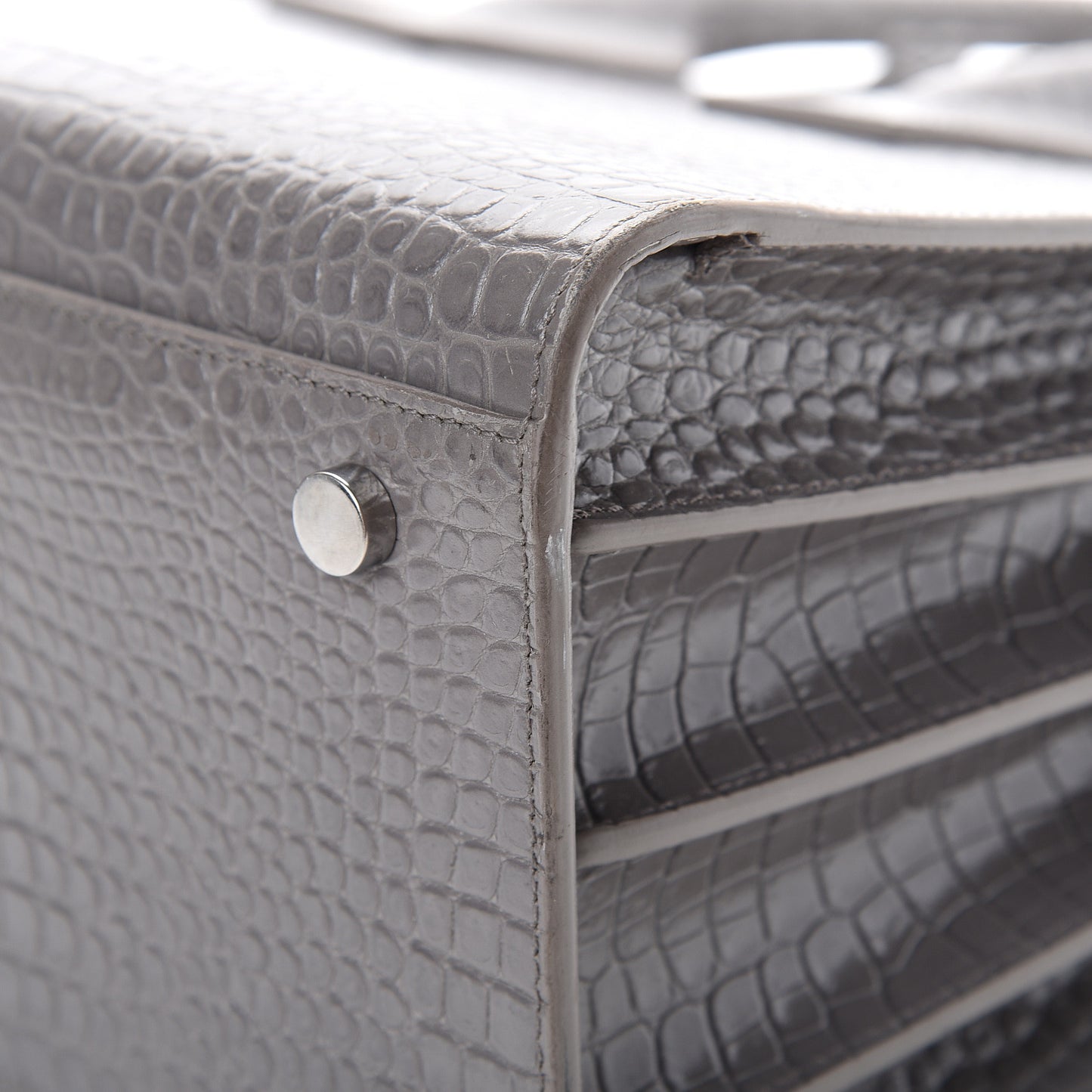 Calfskin Crocodile Embossed Small Sac De Jour Fog