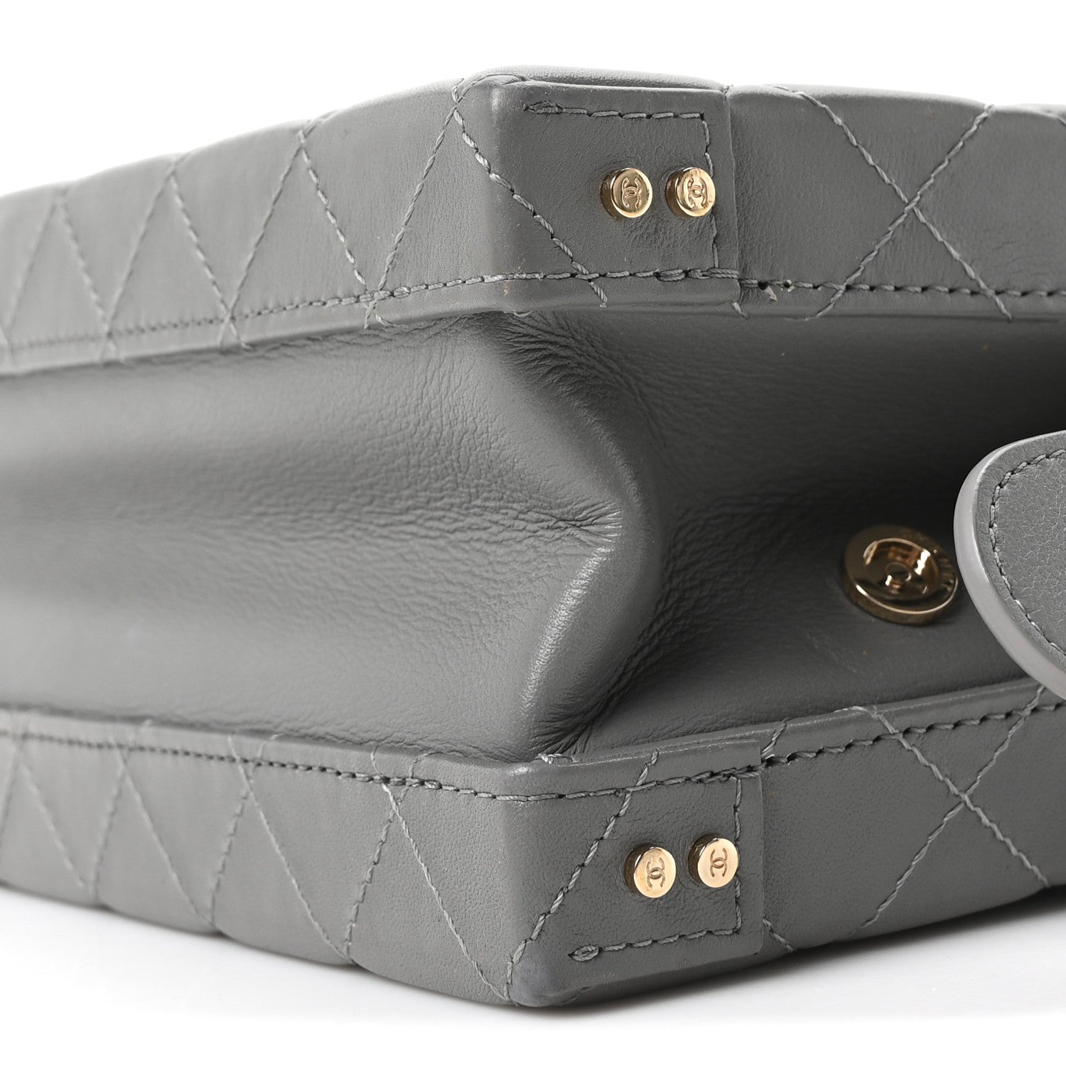 Chanel Calfskin Quilted Studded Square Vanity Case Grey 10 of 10