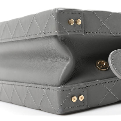 Chanel Calfskin Quilted Studded Square Vanity Case Grey 10 of 10