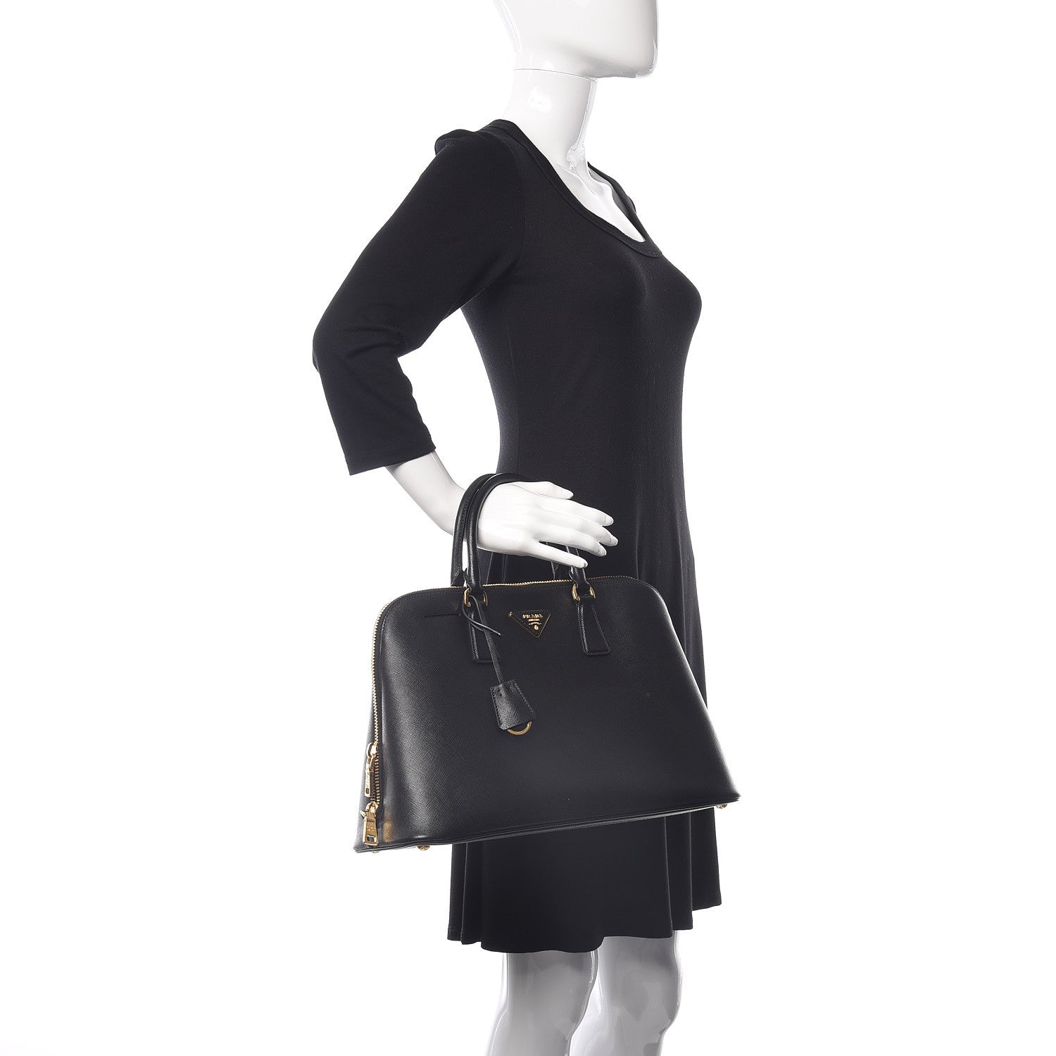 Prada Saffiano Lux Large Promenade Tote Black 2 of 11