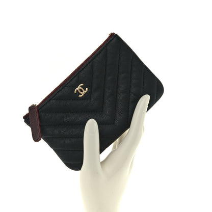Chanel Caviar Chevron Quilted Small Cosmetic Case Black 2 of 9