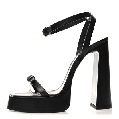 Saint Laurent Calfskin Platz 105 Platform Sandals 40.5 Black 1 of 8