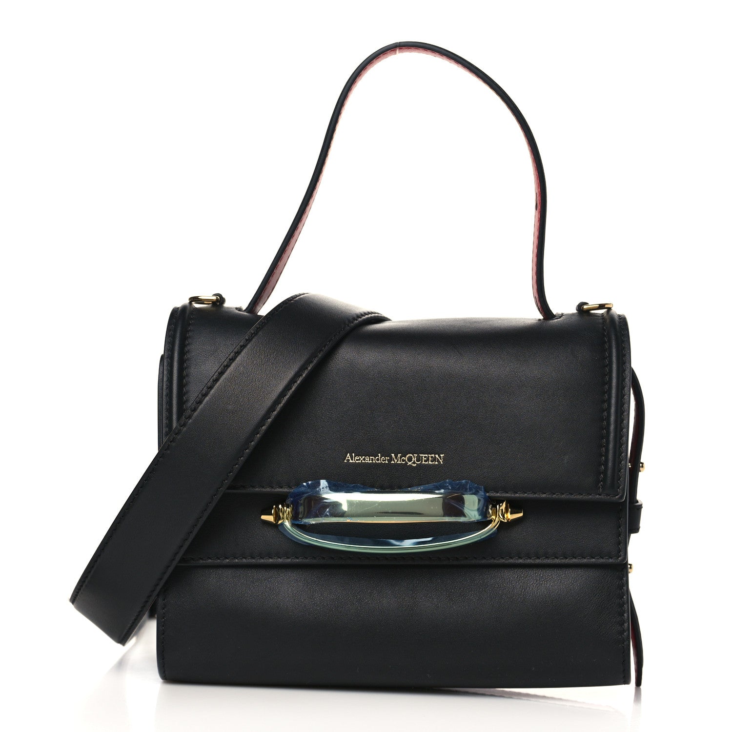 Alexander McQueen Calfskin The Small Story Bag Black Red 1 of 8
