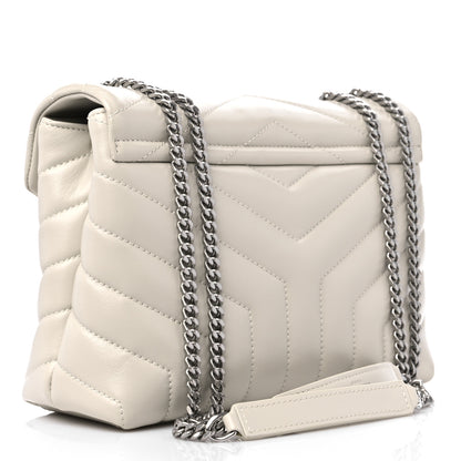 Saint Laurent Calfskin Y Quilted Monogram Small Loulou Chain Satchel Crema Soft 2 of 8
