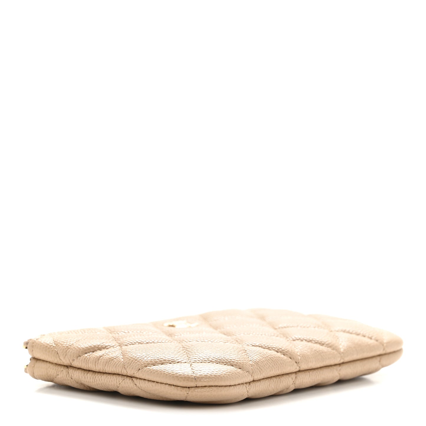 Caviar Quilted Small Cosmetic Case Beige