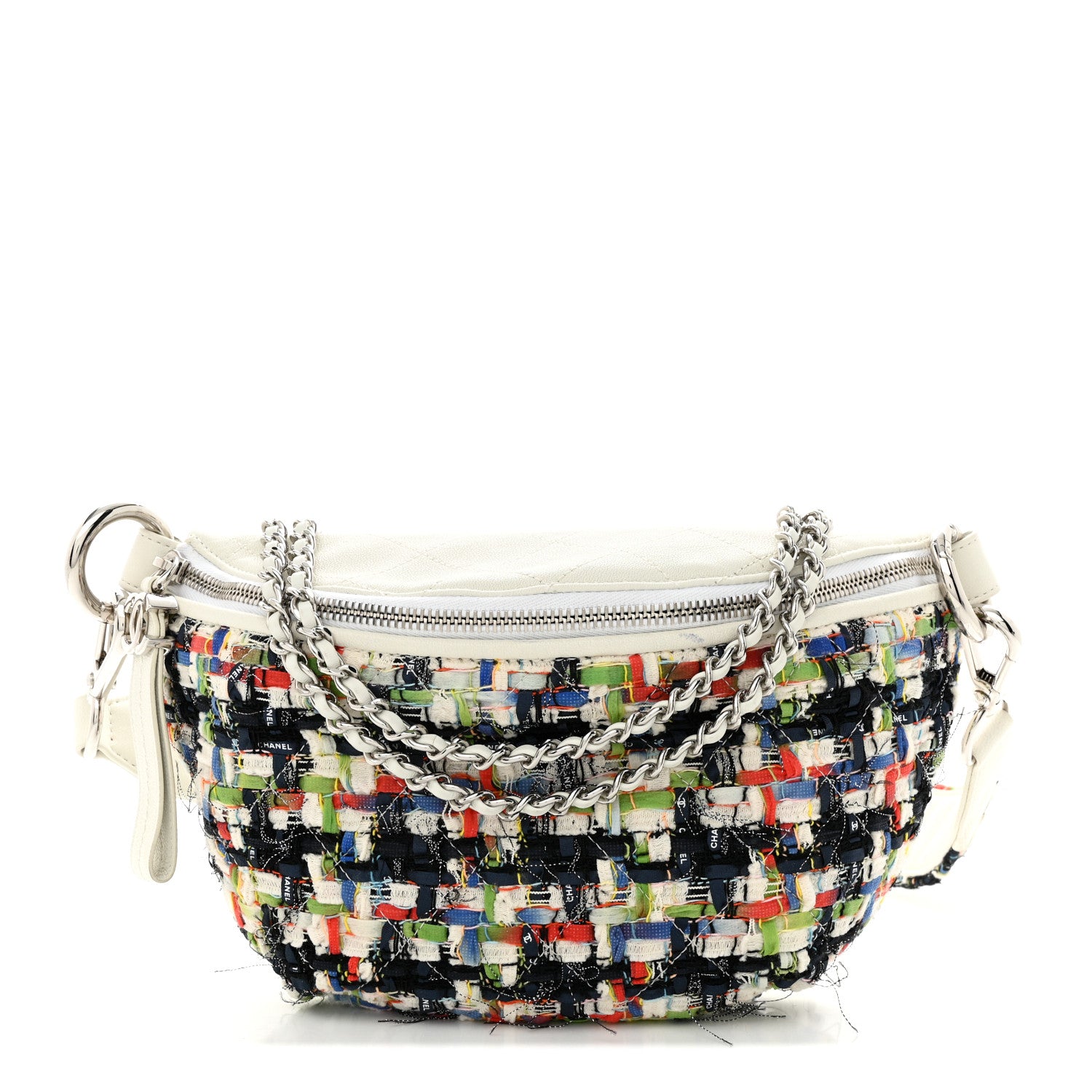 Chanel Lambskin Tweed Waist Bag Ecru Red Blue 1 of 13