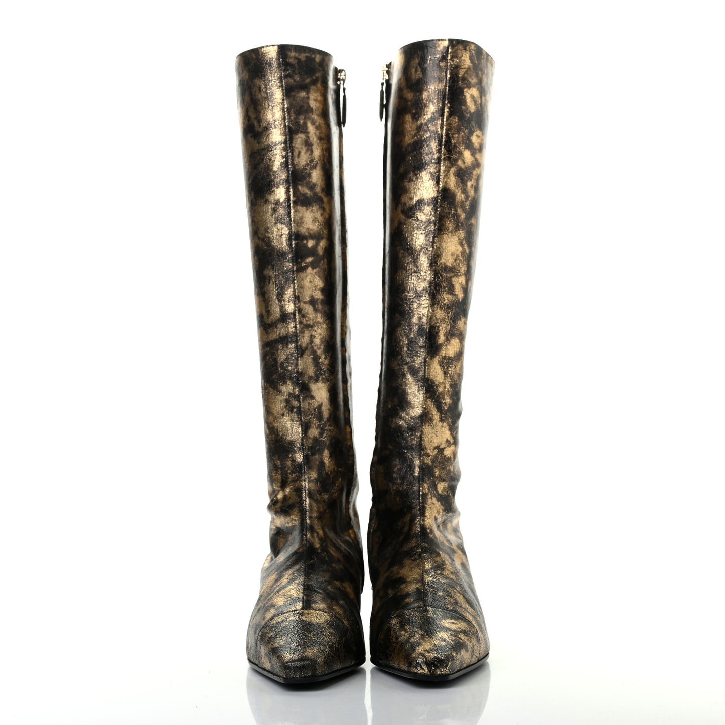 Laminated Goatskin High Boots 37.5 Gold
