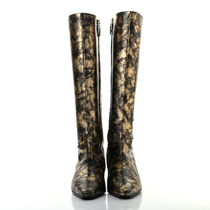 Chanel Laminated Goatskin High Boots 37.5 Gold 2 of 6
