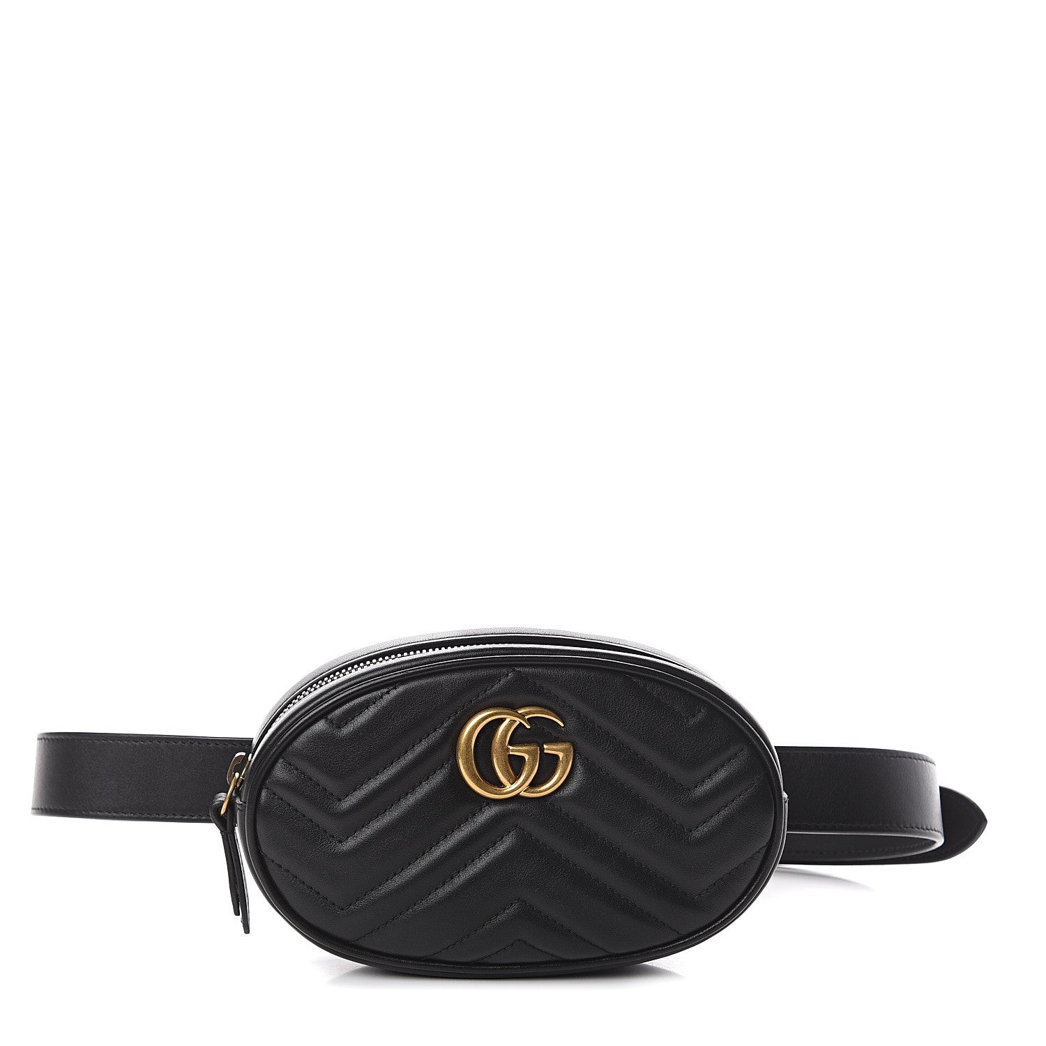 Gucci Calfskin Matelasse GG Marmont Belt Bag 85 34 Black 1 of 8