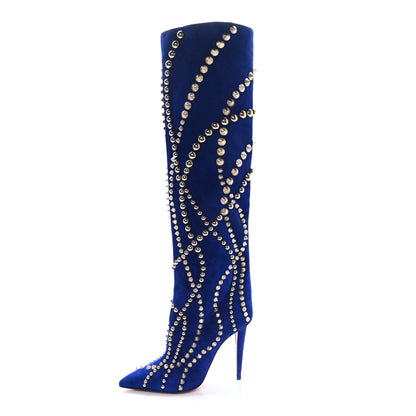 Christian Louboutin Suede Spiked Astrilarge Botta Pika Knee Boots 36 Night 1 of 6