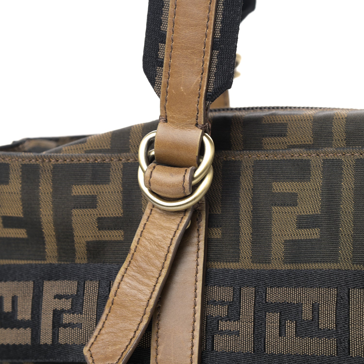 Fendi Zucca FF Top Handle Shoulder Bag Tobacco 10 of 16
