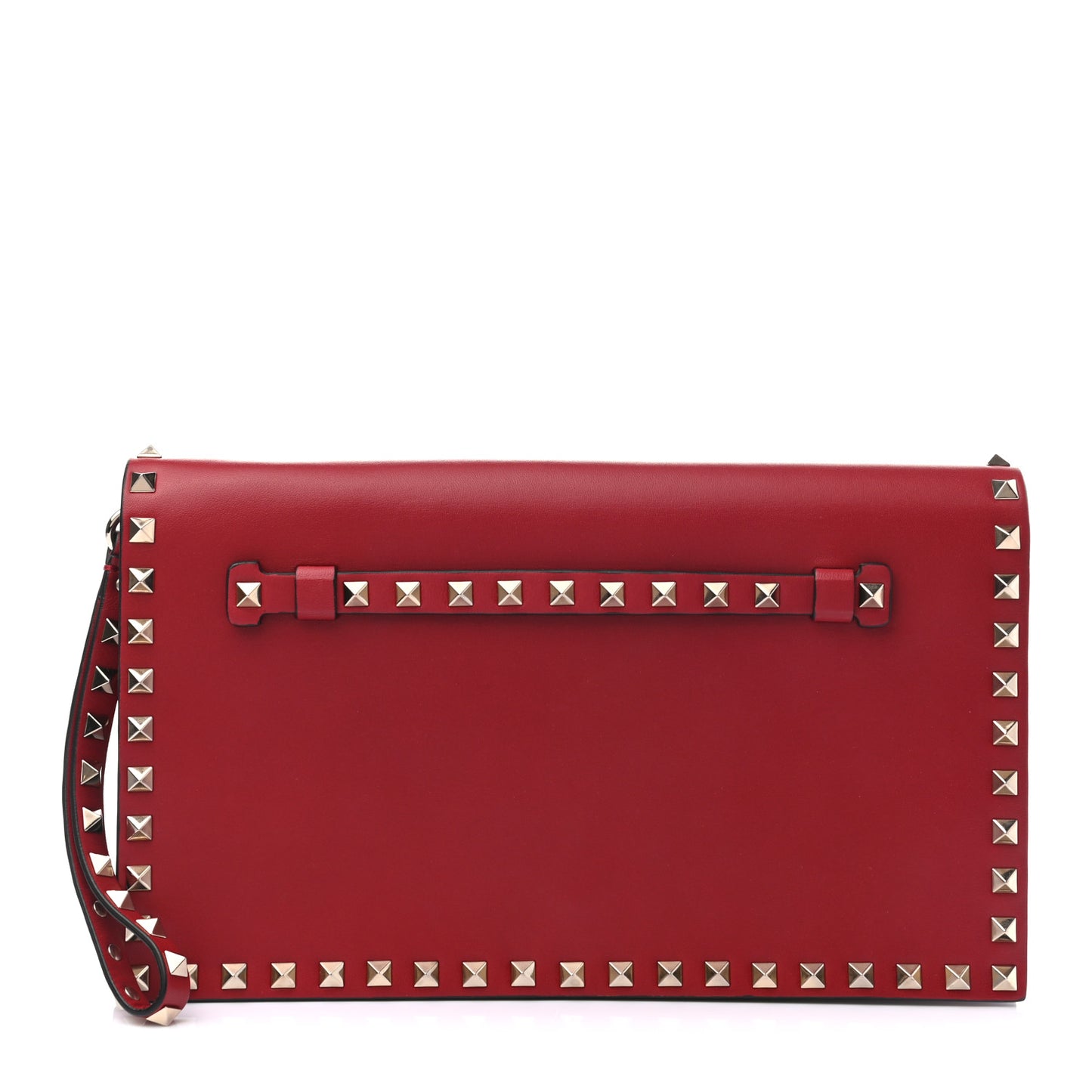 Nappa Rockstud Wristlet Clutch Rosso Valentino