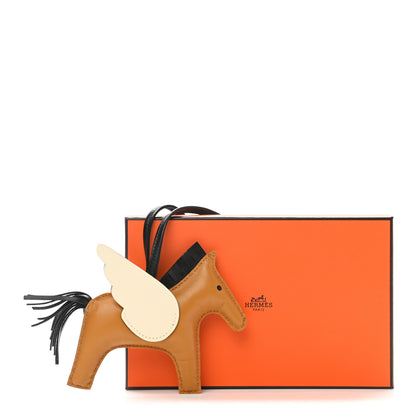 Hermes Milo Lambskin Grigri Rodeo Pegase Horse Bag Charm MM Sesame Black Nata 5 of 5