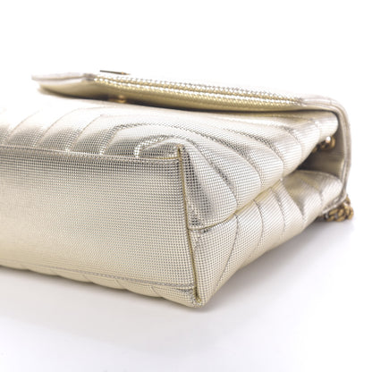 Saint Laurent Metallic Calfskin Y Quilted Small Loulou Monogram Chain Satchel Platino 8 of 9