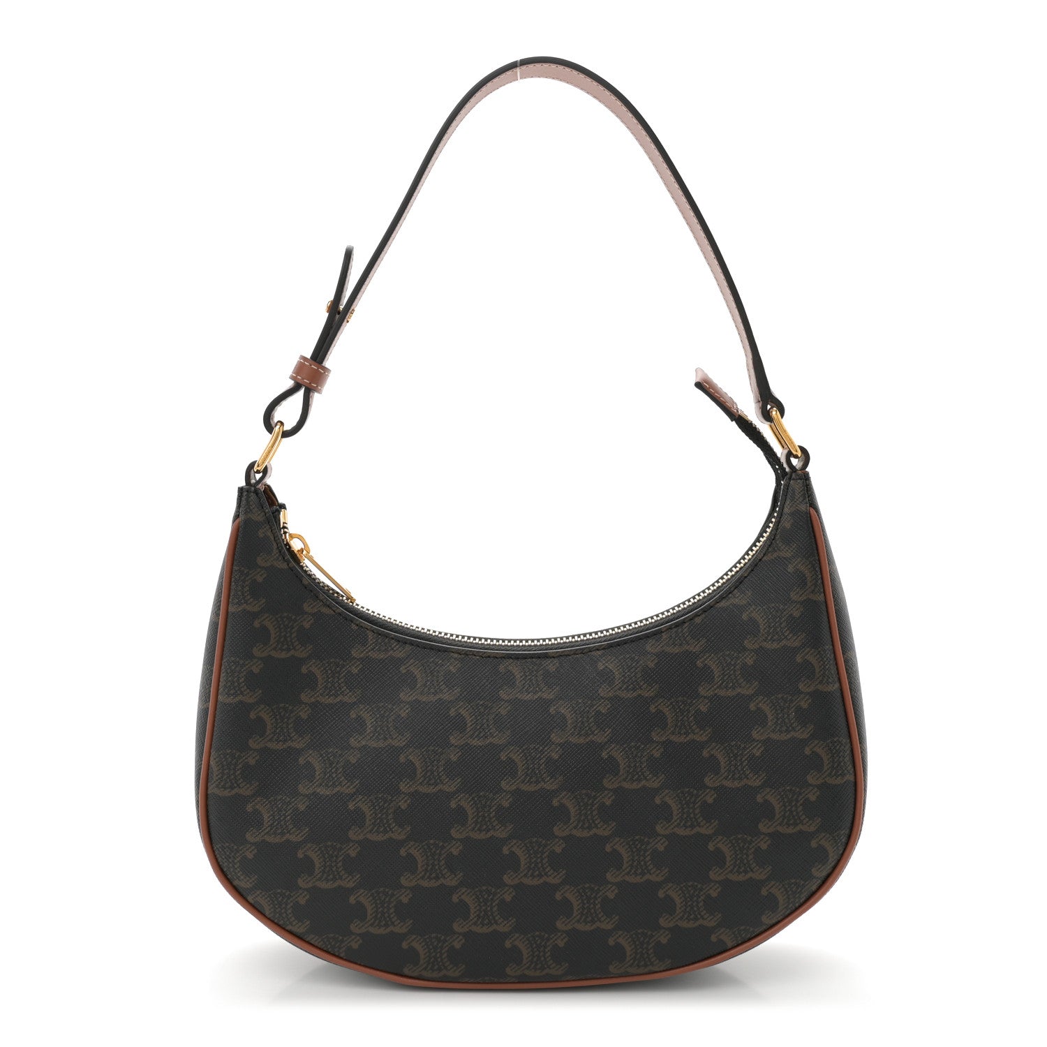 Celine Triomphe Canvas Calfskin Ava Shoulder Bag Tan 1 of 10