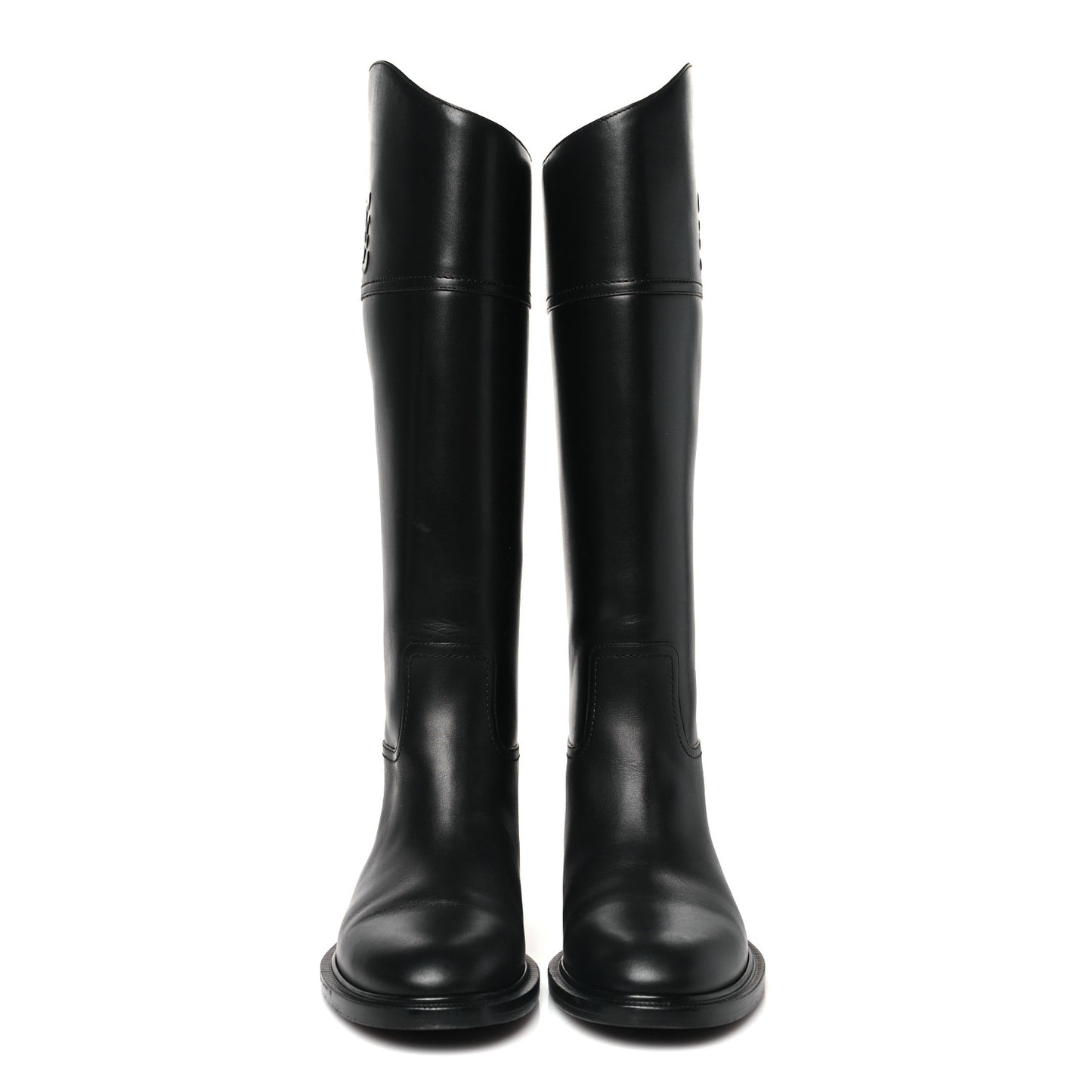 Vitello Karligraphy Embossed Tall Riding Boots 37.5 Black