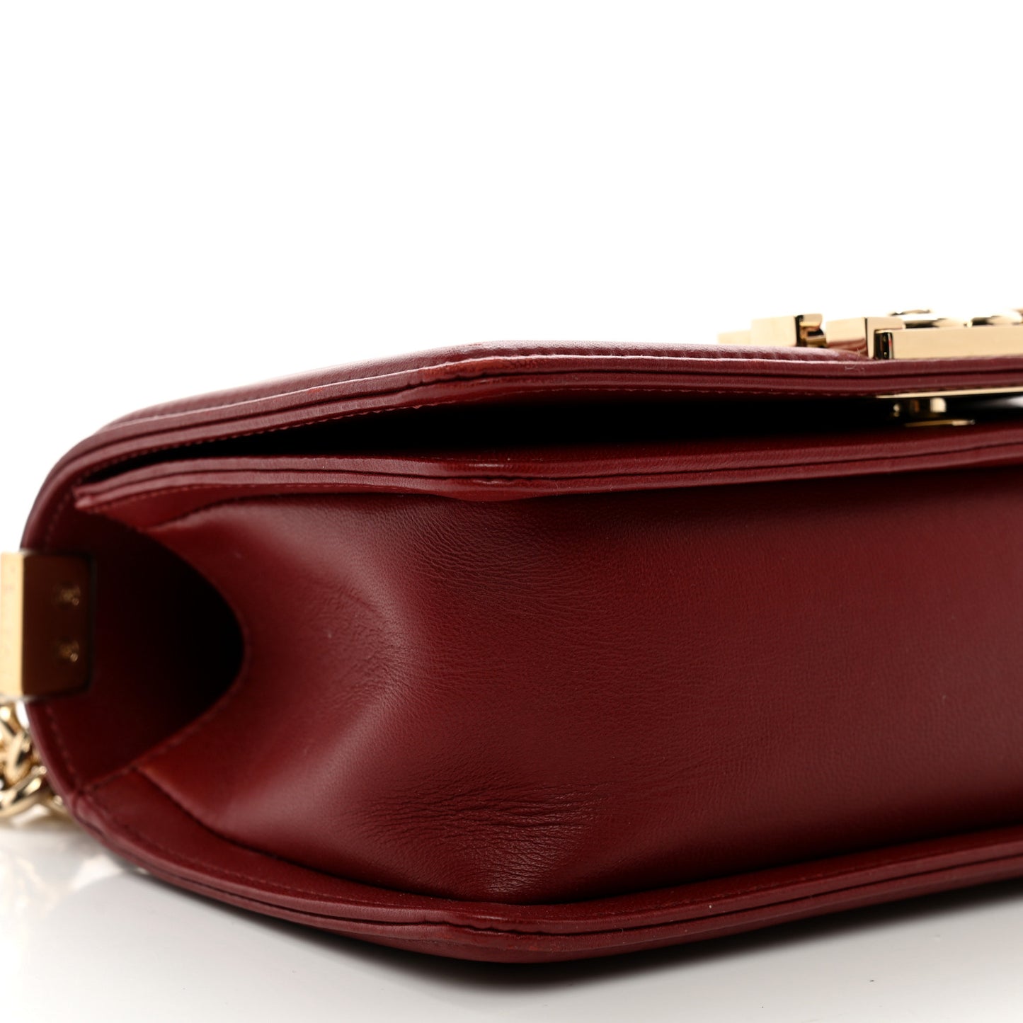 Lambskin Quilted Small Chain Detail Boy Flap Red