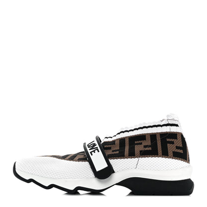 Fendi Stretch Yarn FF Stiff Band Rockoko Sneakers 36 White Black Tobacco 1 of 7