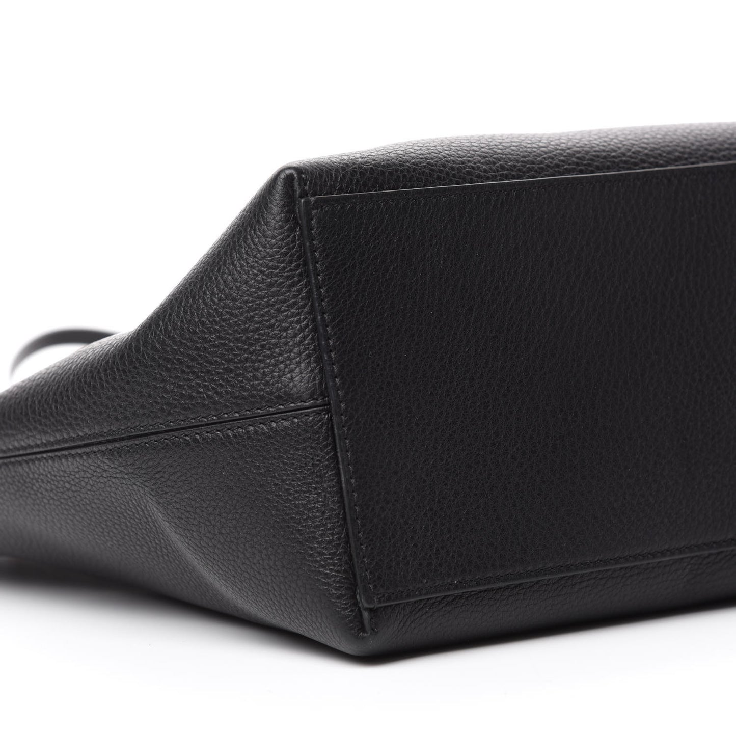 Grained Calfskin Rockstud Shoulder Tote Black